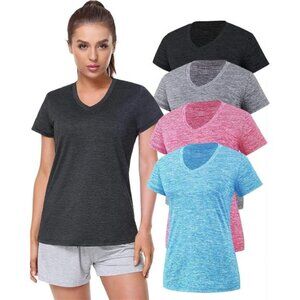 3-4 Pack Women's Dry Fit Tshirt Short Sleeve Moisture Wicking Athletic Shirts